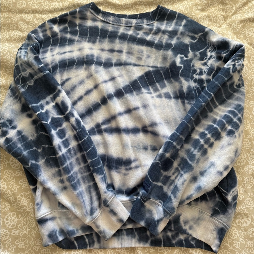 PINK Blue and White Tie-Dye Crewneck